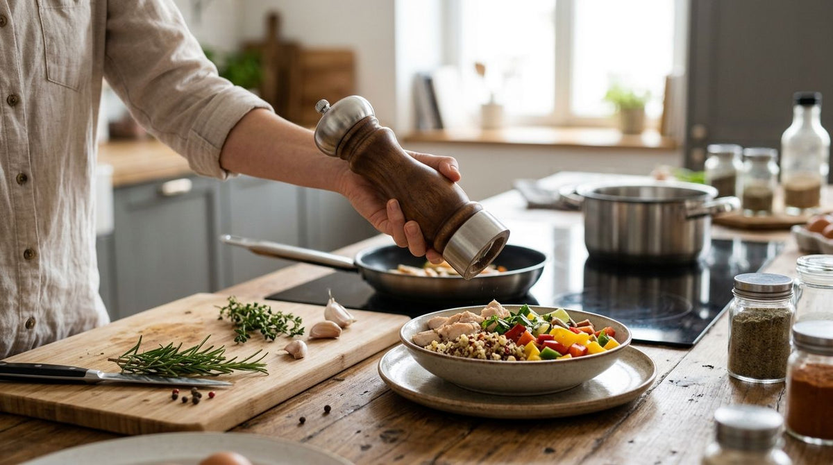 Pepper mill for gluten-free and allergen-conscious kitchens