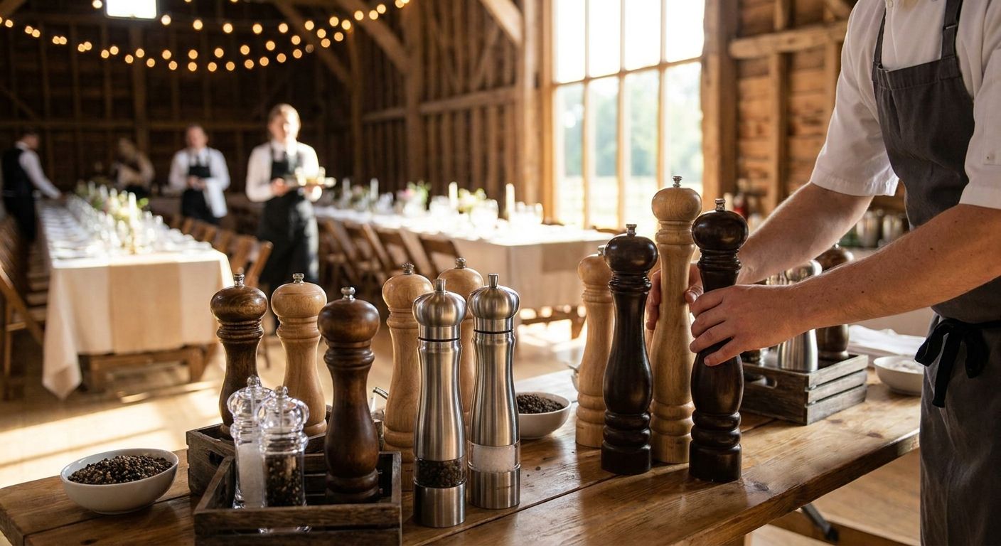 Bulk pepper mills for catering and event planners