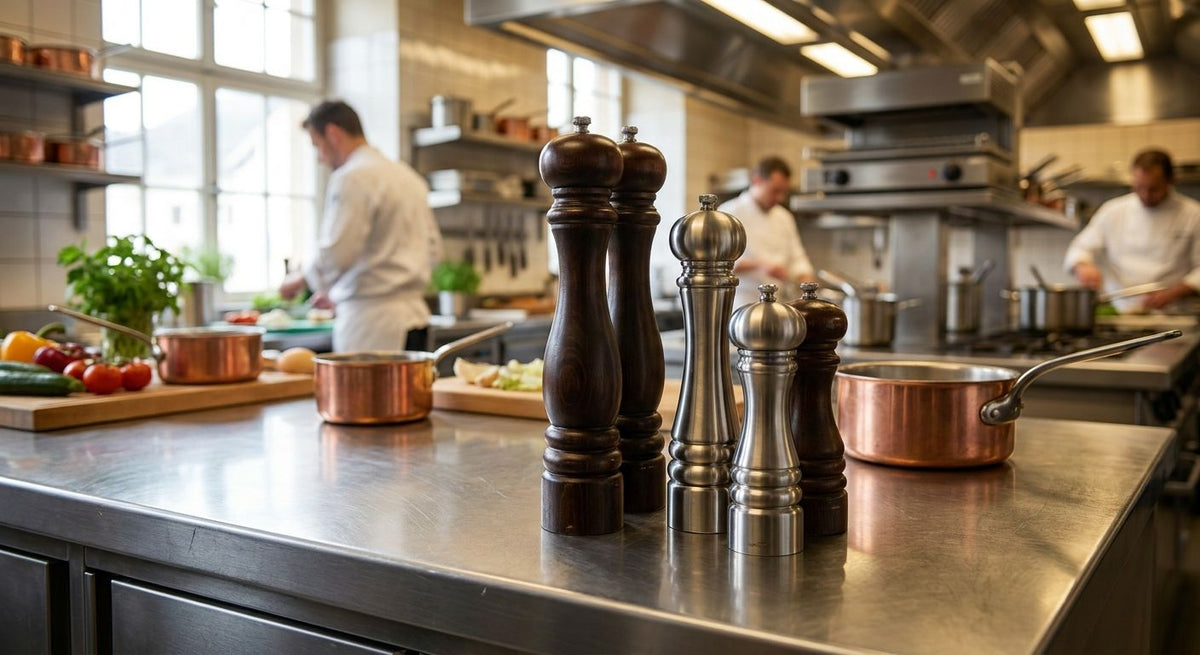 Pepper mill for hotel and hospitality kitchens