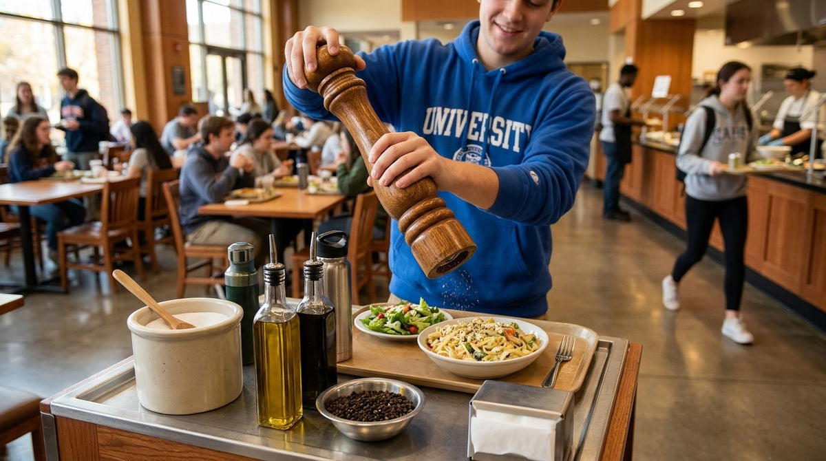 Pepper mill for university dining halls and campus kitchens