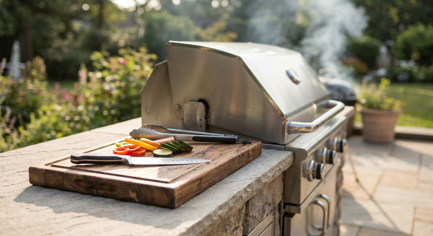 Cutting board for outdoor grilling and prep stations
