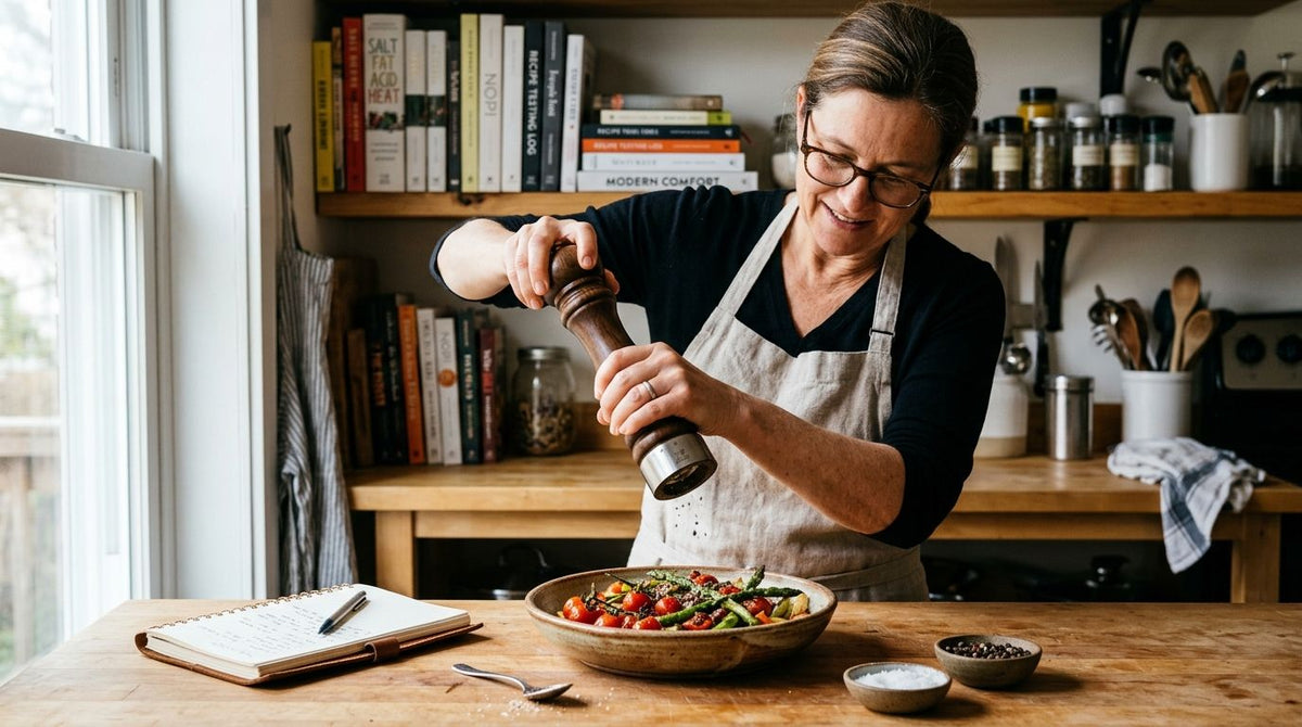 Pepper mill for cookbook authors testing recipes
