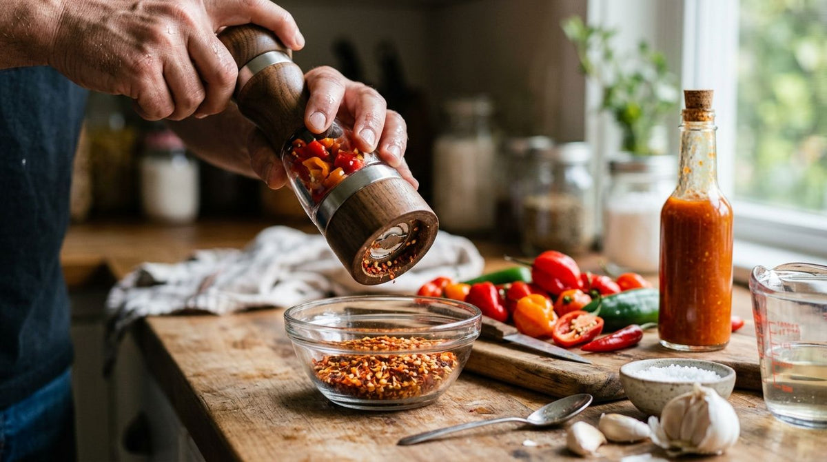 Pepper mill for homemade hot sauce making