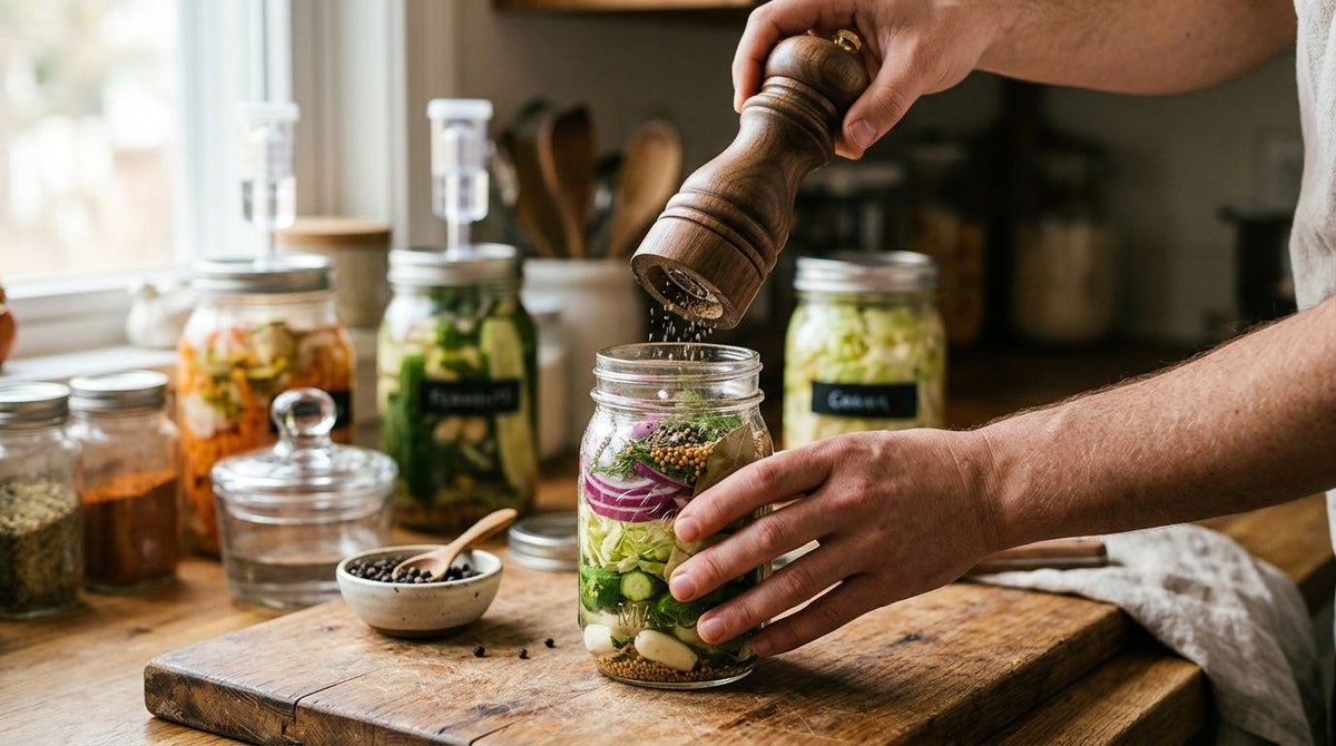 Pepper mill for pickling and fermentation projects