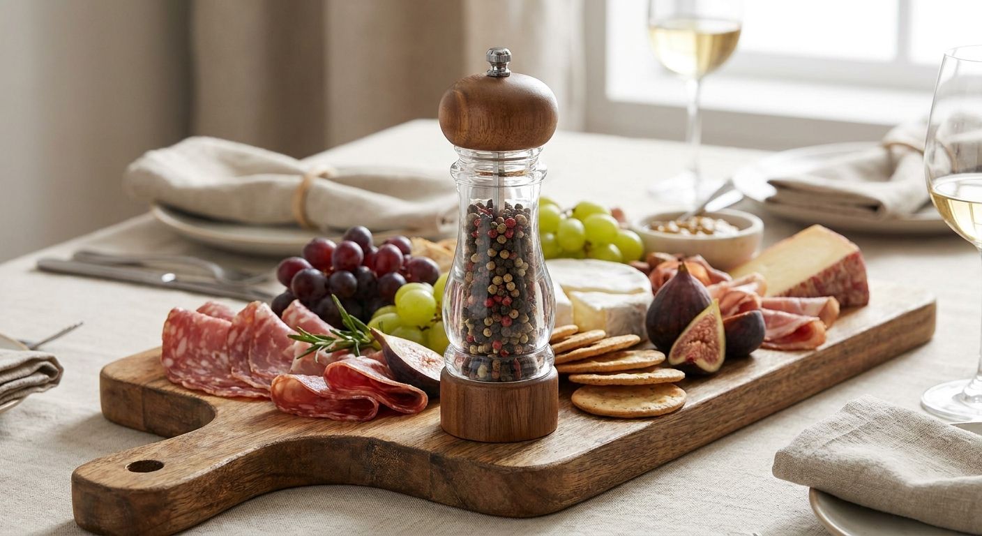 Pepper mill for charcuterie boards and entertaining