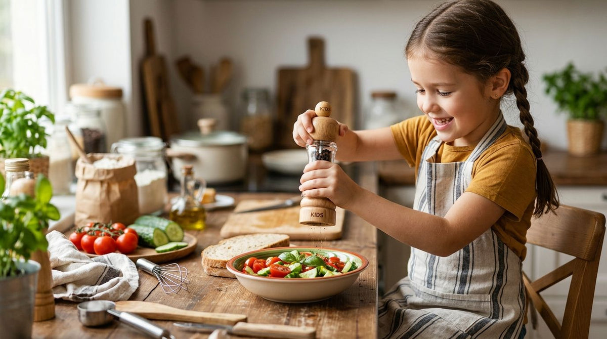 Pepper mill for kids learning to cook