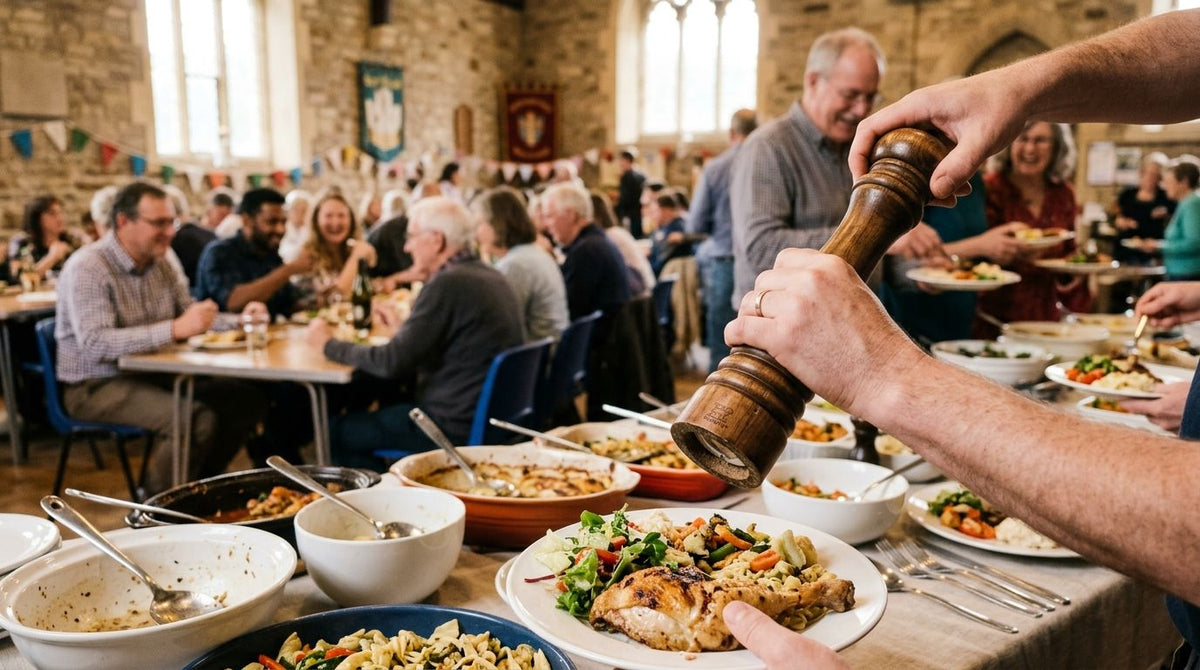 Pepper mill for church potlucks and community dinners