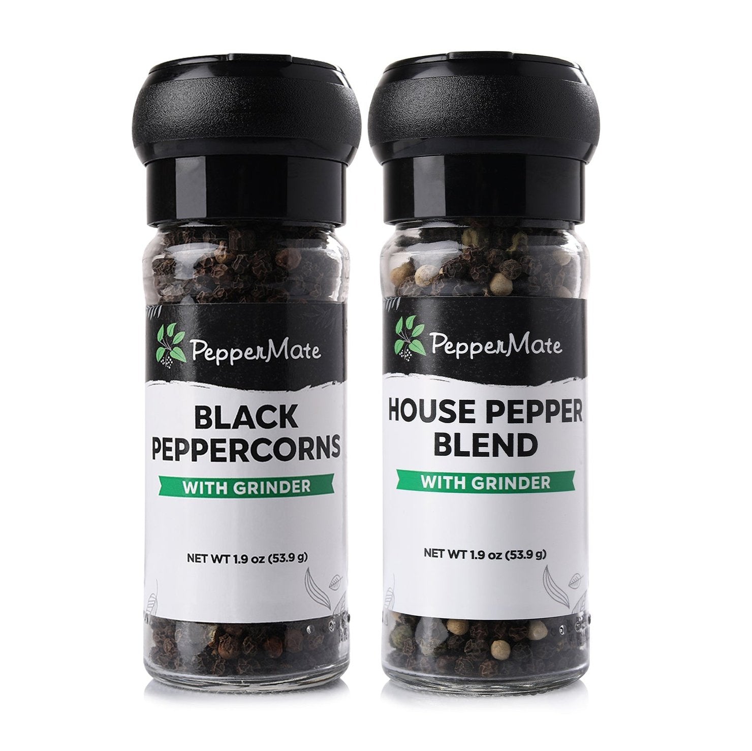 Disposable Black Pepper Grinder & House Pepper Blend Grinder Set