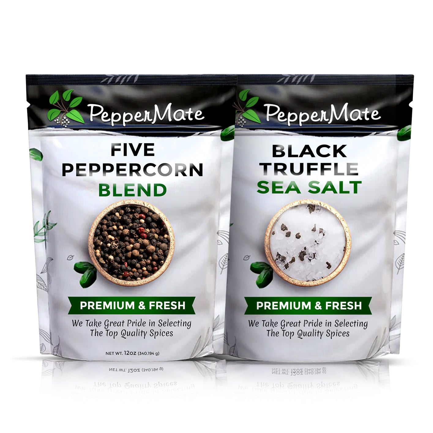 Five Peppercorn Blend and Black Truffle Sea Salt-12 OZ