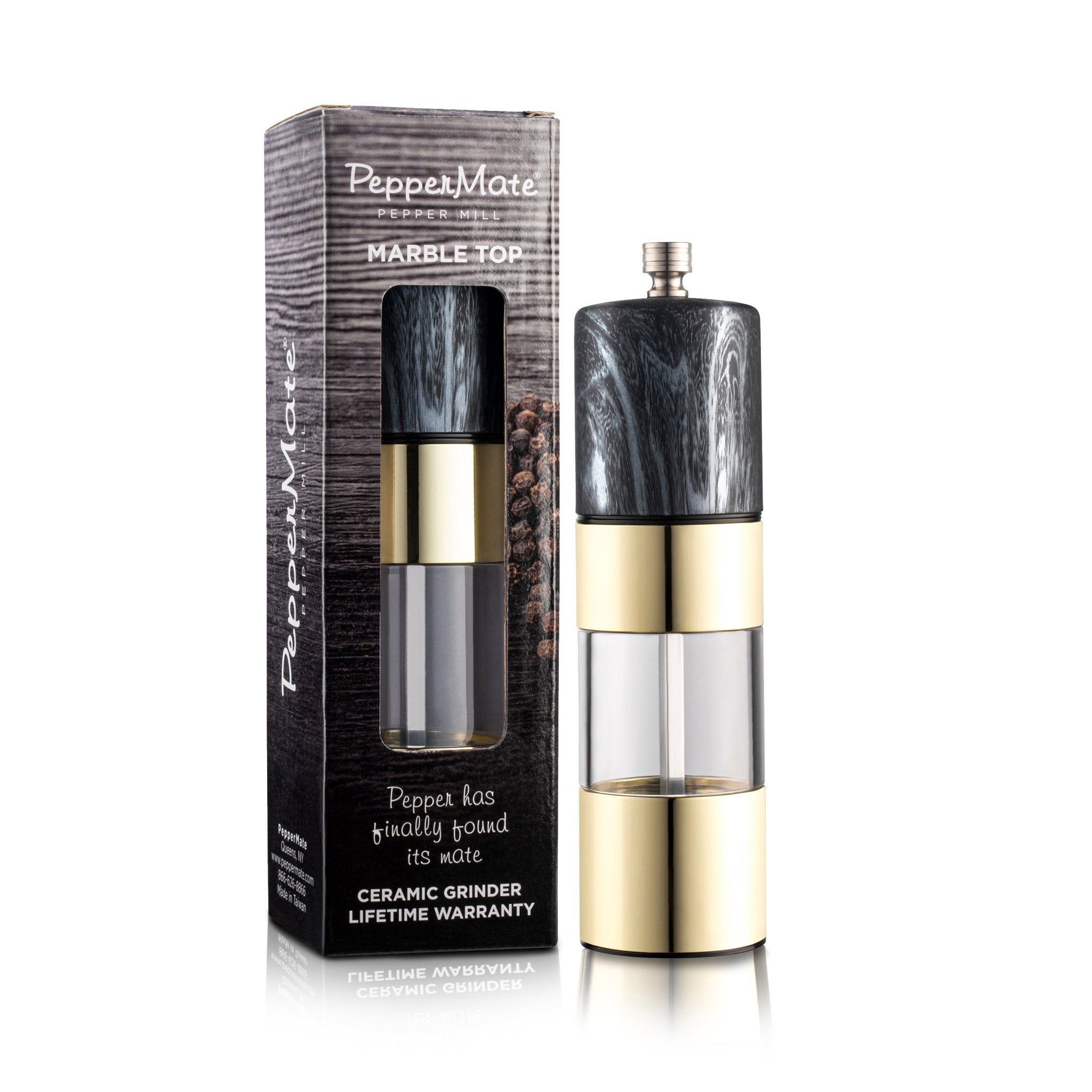 Marble Top Pepper Mill- Black