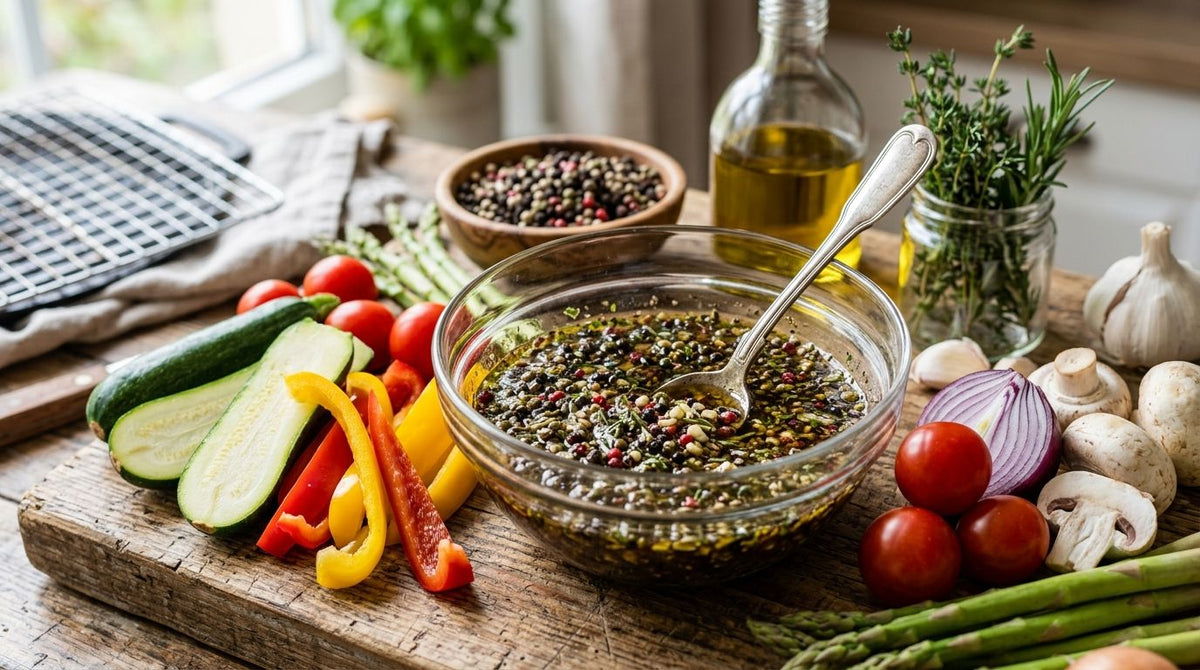 How to make a peppercorn marinade for grilled vegetables