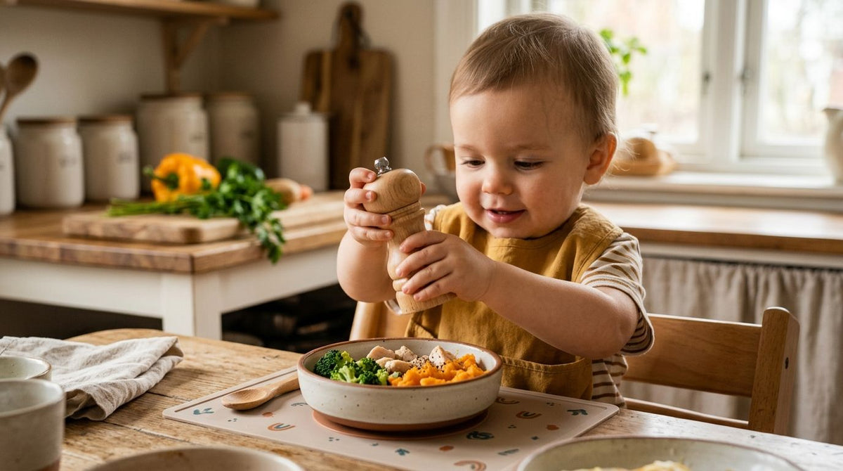 Pepper mill for baby-led weaning and toddler meals