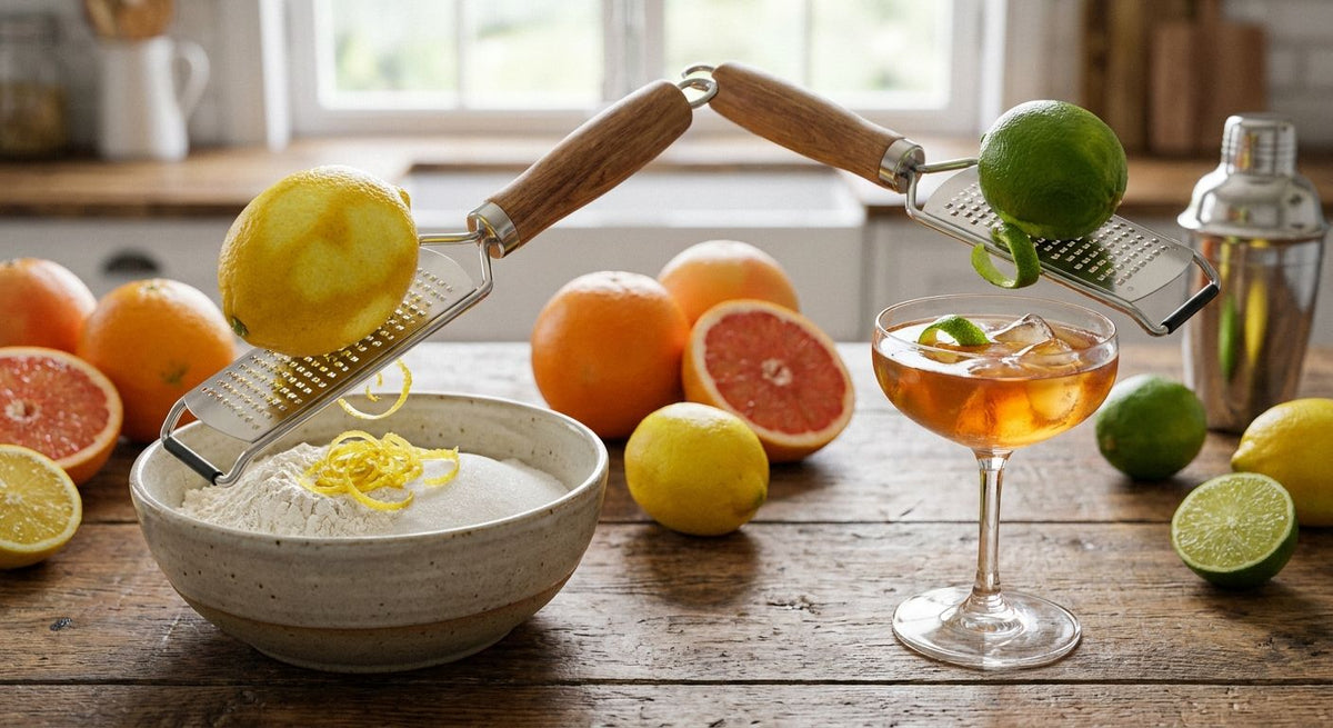Citrus zester for baking and cocktail garnishes