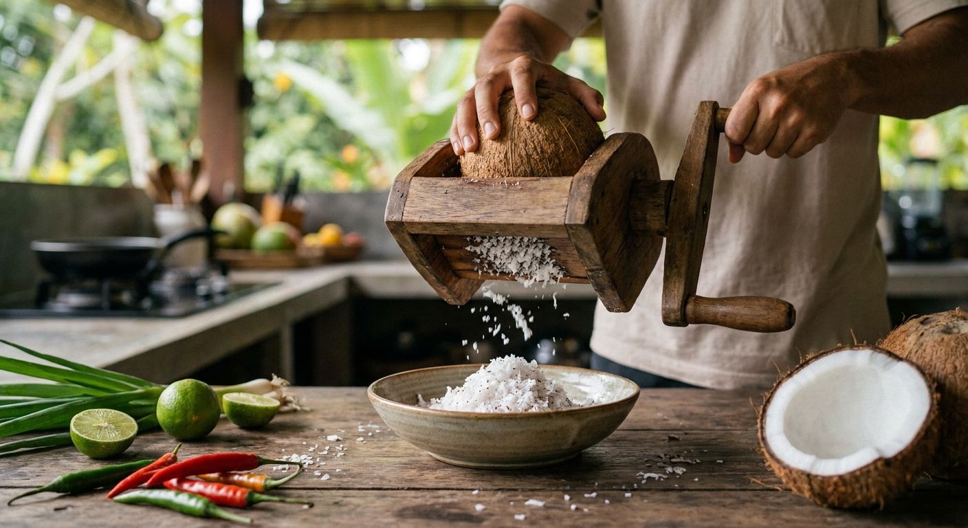 Grater for coconut and tropical cooking