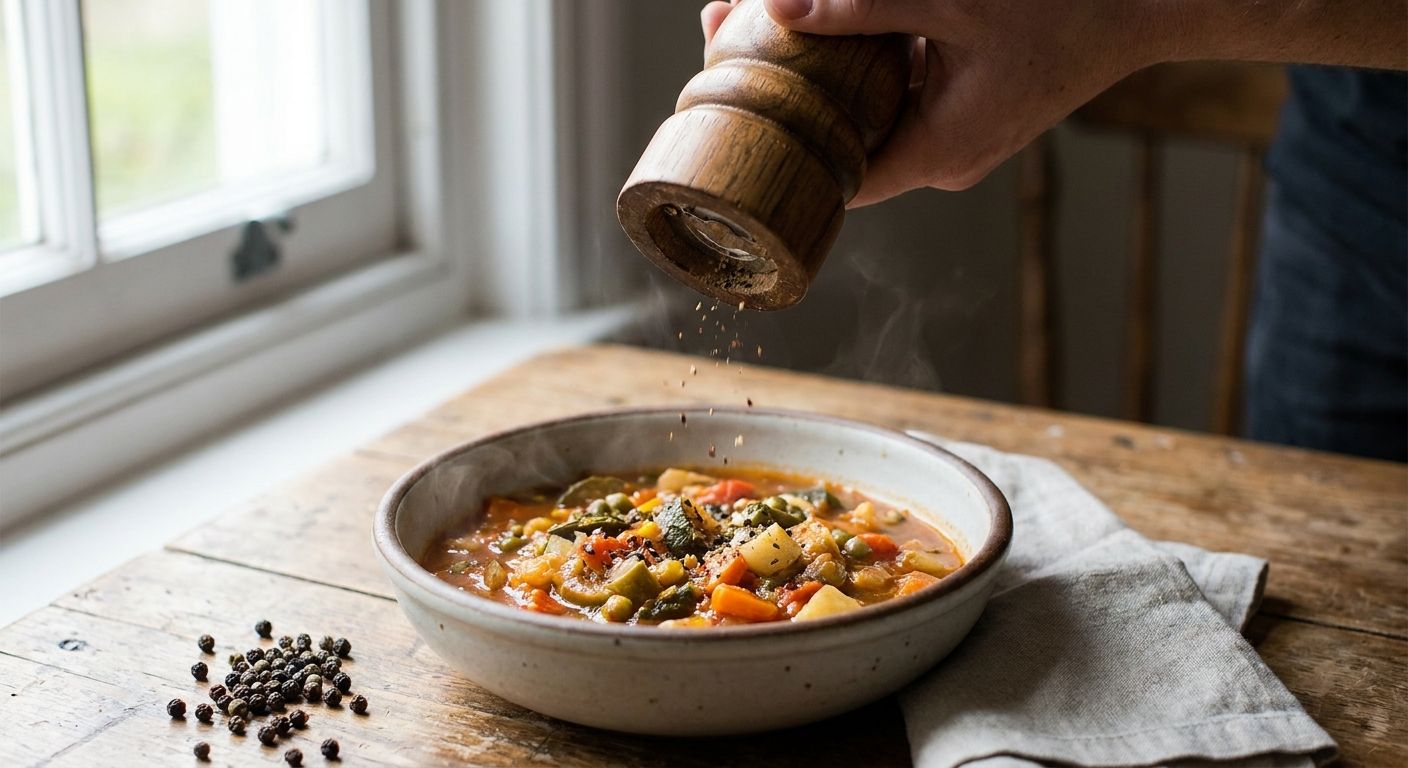 Pepper mill for soups and stews