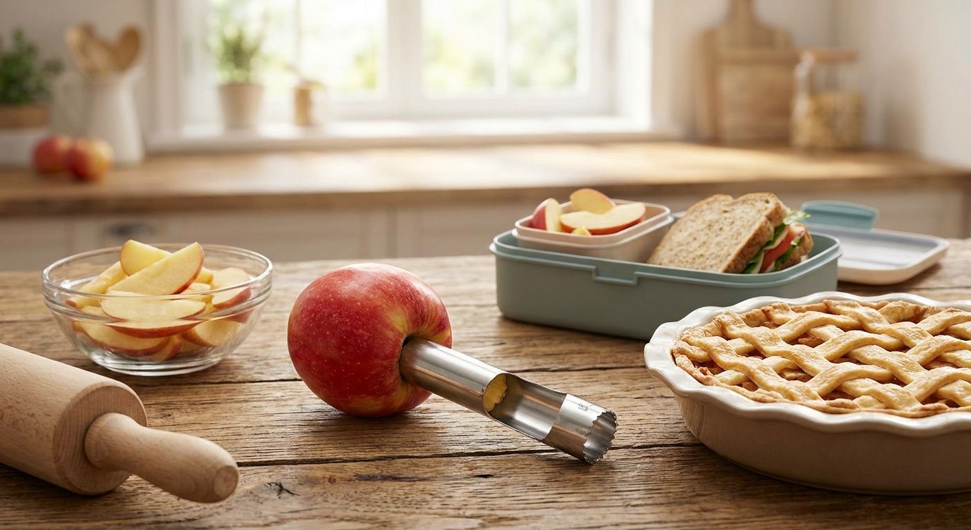 Apple corer for pie-making and lunchbox prep
