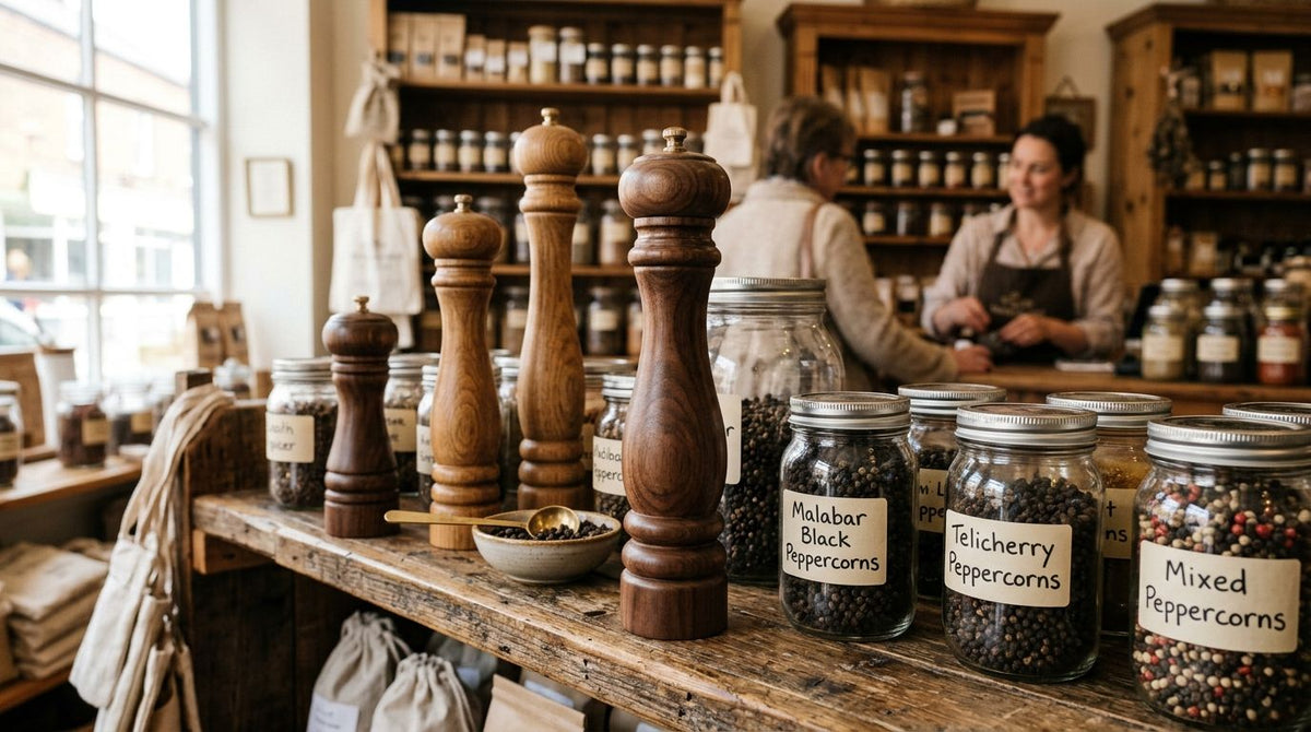Pepper mill for spice shops and specialty retailers
