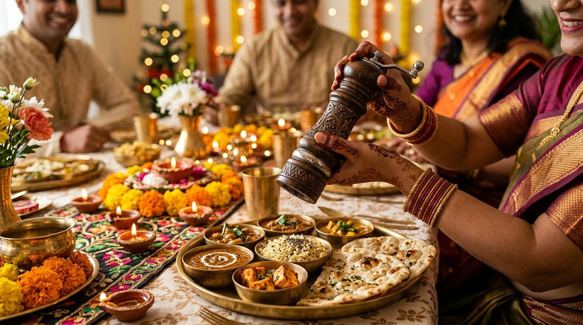Pepper mill for Diwali feasts and Indian celebrations