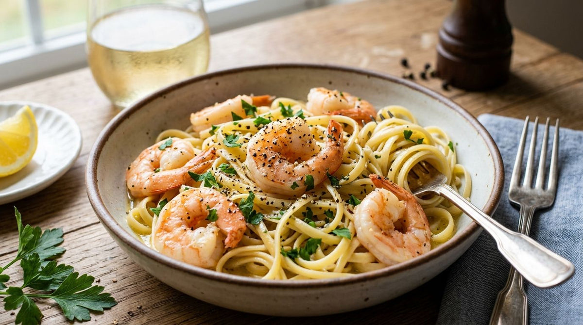 How to make shrimp scampi with fresh ground pepper
