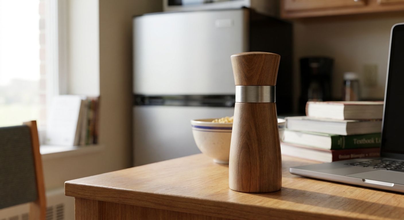 Pepper mill for dorm rooms and college kitchens