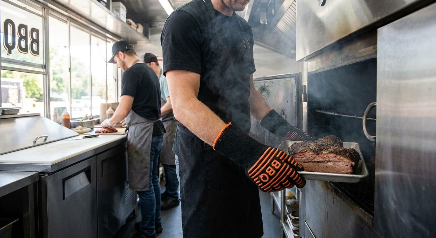 BBQ gloves for food trucks and commercial kitchens