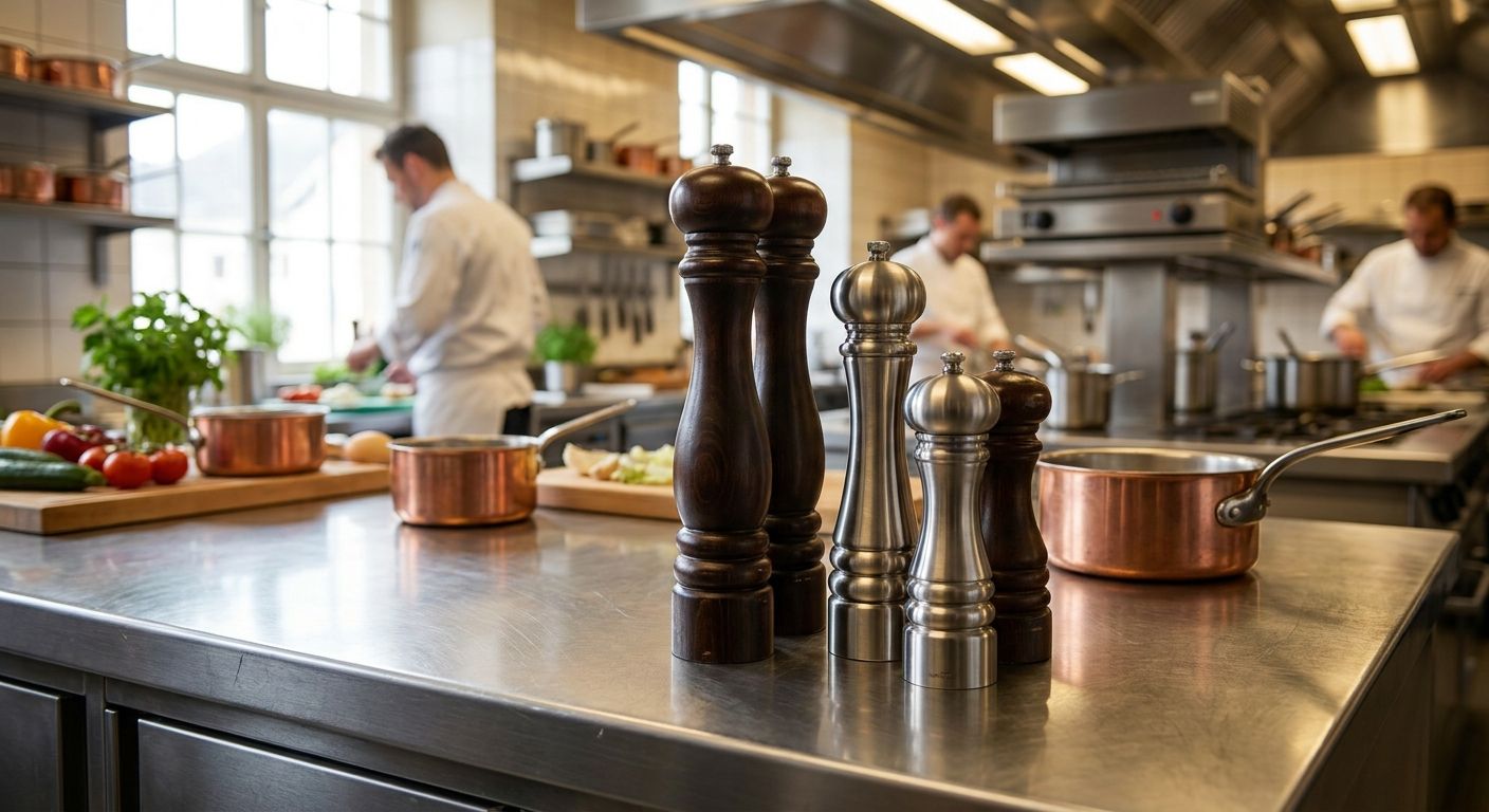 Pepper mill for hotel and hospitality kitchens