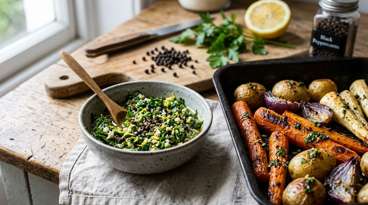 How to make a peppercorn gremolata for roasted vegetables