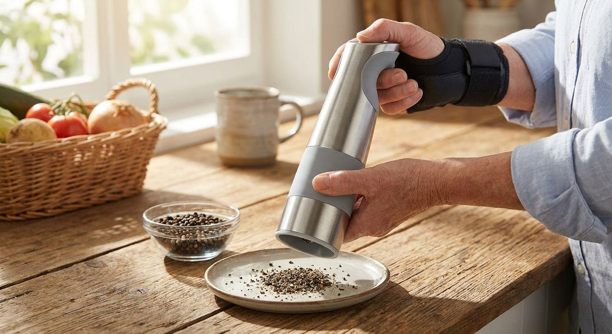 Pepper mill for arthritis and limited grip strength