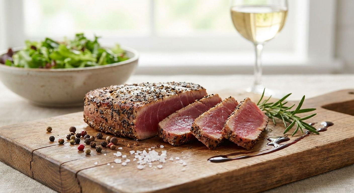 How to make pepper-crusted ahi tuna or salmon