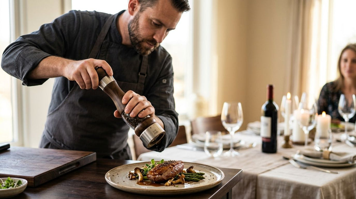 Pepper mill for personal chefs and private dining