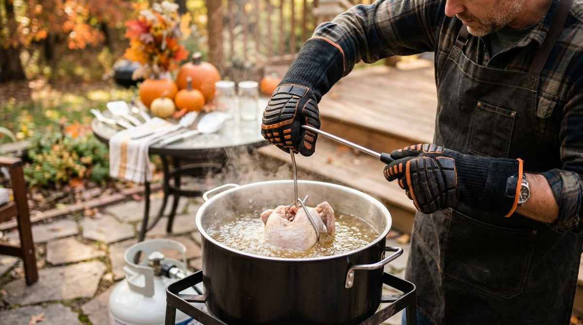 BBQ gloves for turkey fryer and deep-fry safety