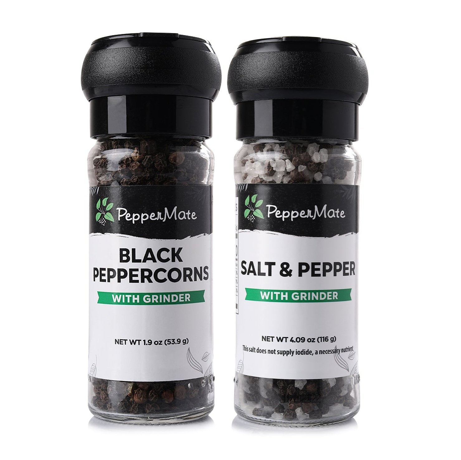 Disposable Black Peppercorn & Salt and Pepper Grinder Set