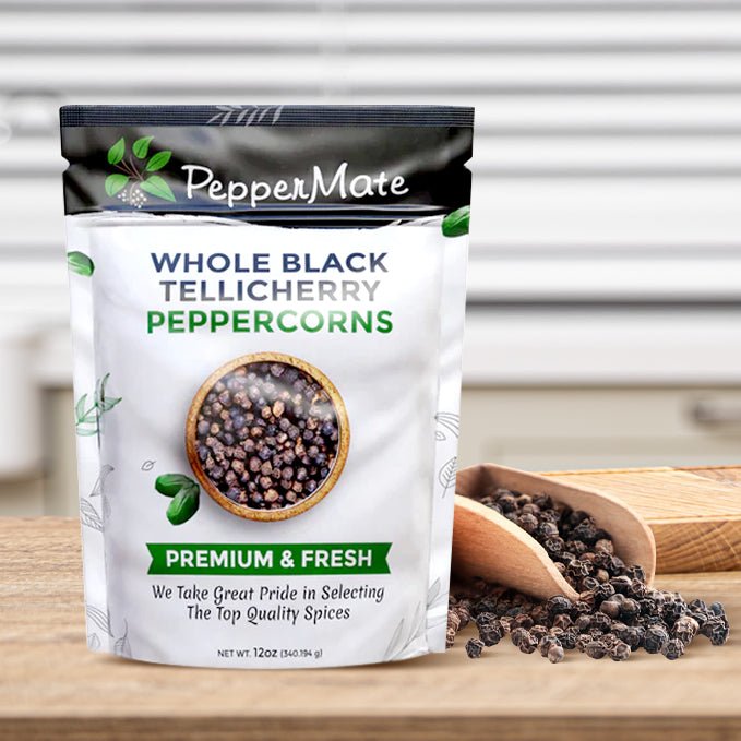 Free Gift - Gourmet Black Tellicherry Peppercorns - 12 OZ